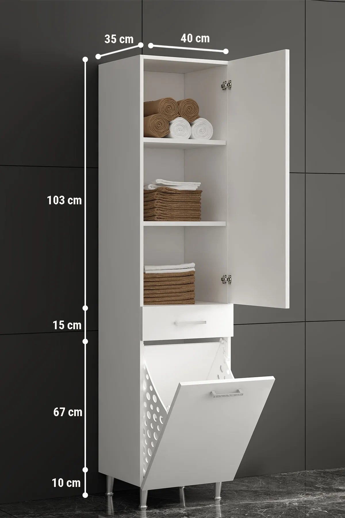 Loolpi Home banyo dolabı 1 kapaklı 1 Çekmeceli Banyo Dolabı