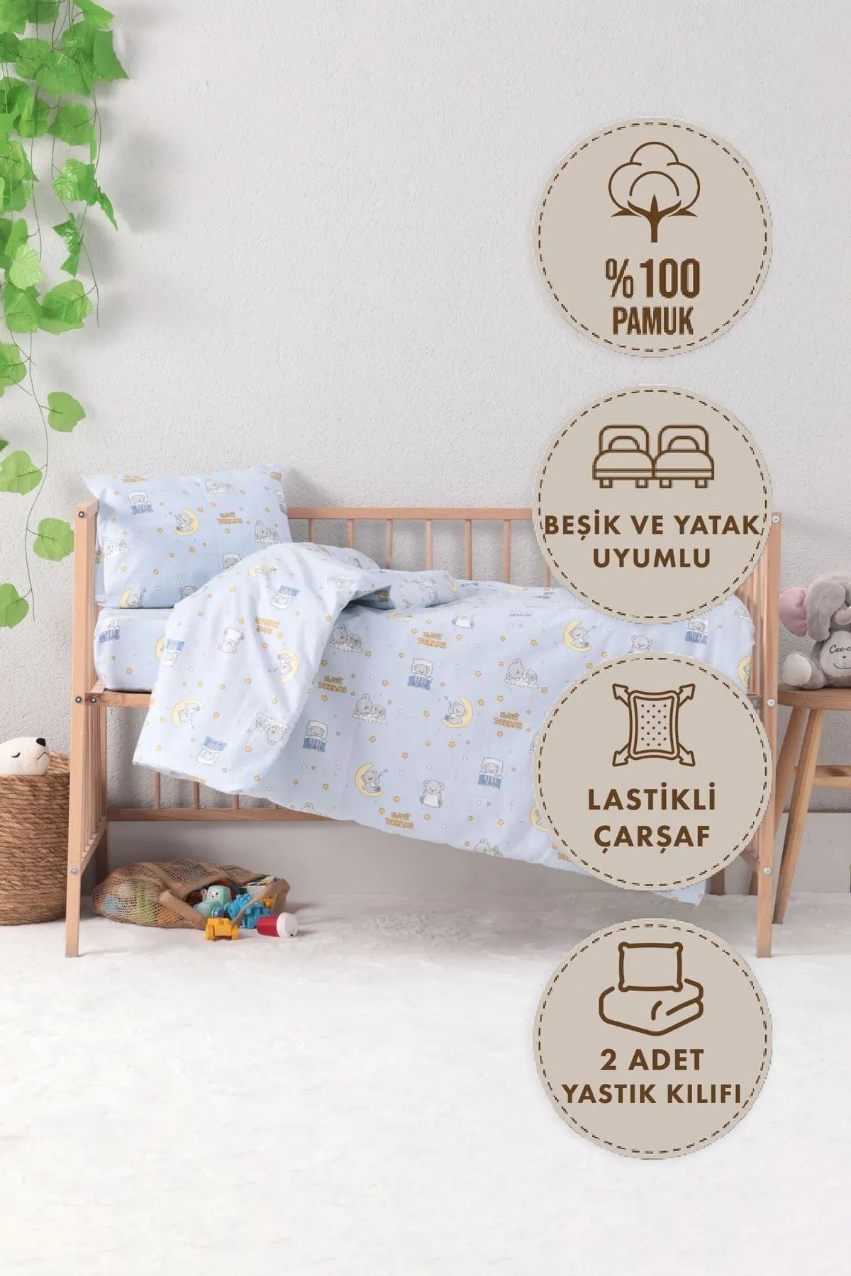 Loolpi Home %100 Pamuk Dream Sweet Bebek Nevresim Takımı - Mavi