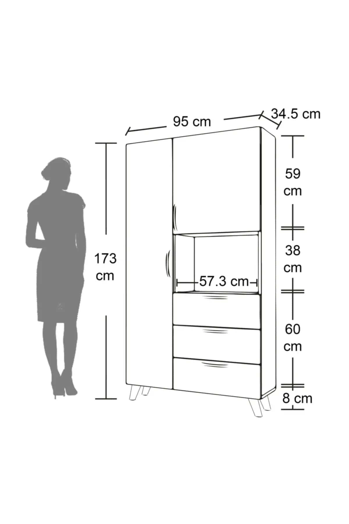 Loolpi Home Mutfak dolabı 2 Kapaklı 3 Çekmeceli Mutfak Dolabı