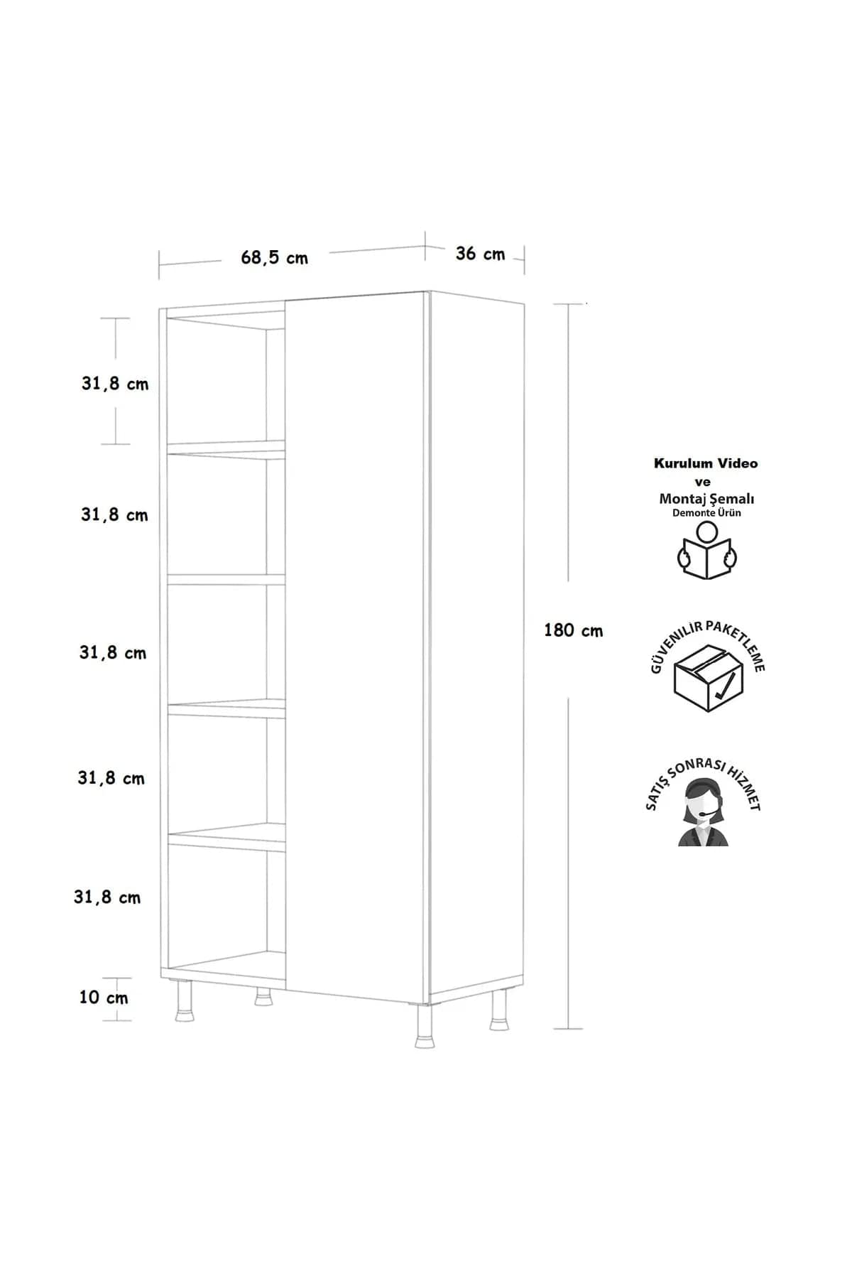 Loolpi Home banyo dolabı 2 Kapaklı 5 Raflı Banyo Dolabı