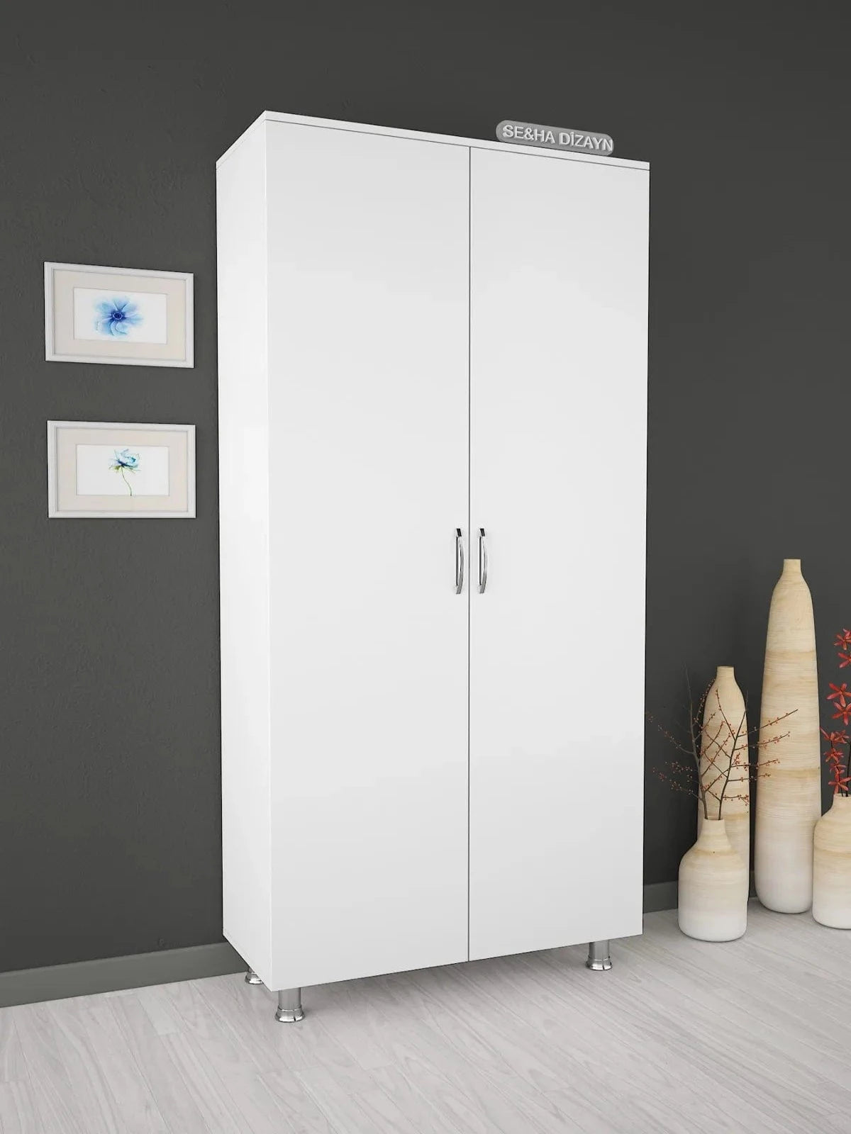 Loolpi Home banyo dolabı 2 Kapaklı 5 Raflı Banyo Dolabı