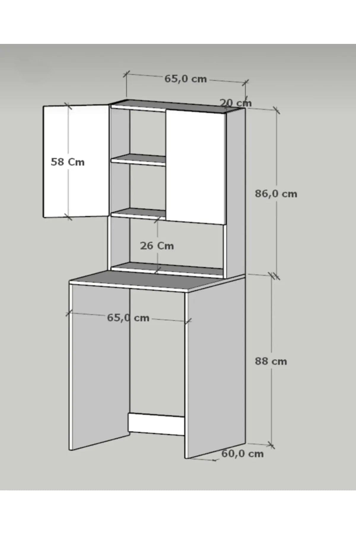 Loolpi Home banyo dolabı 2 Kapaklı Tek gözlü Banyo dolabı