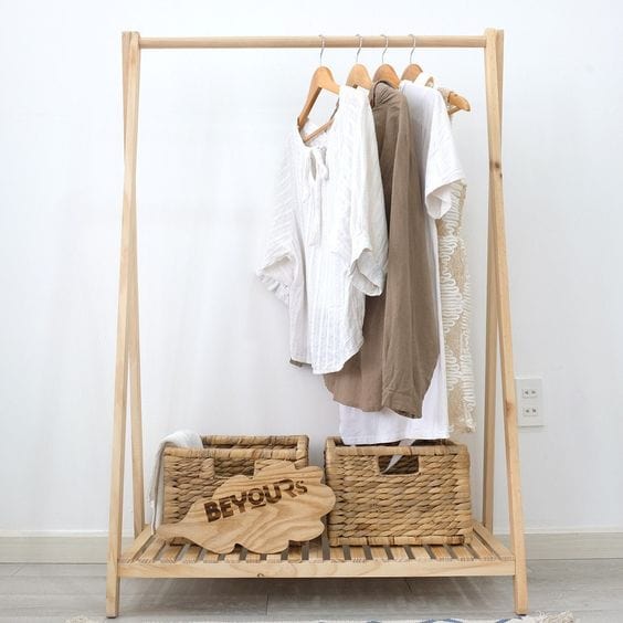 Loolpi Home Dolap Ahşap Askılık Tek Raflı