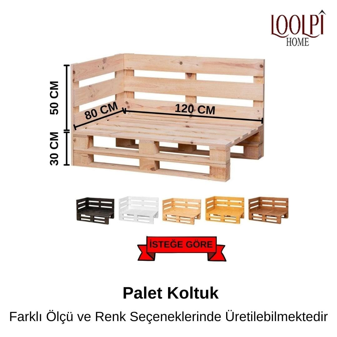 Loolpi Home Oturma Grubu Ahşap Palet Köşe Koltuk