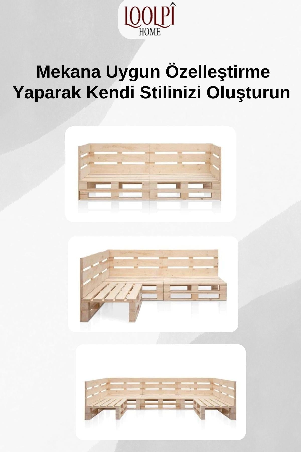 Loolpi Home Oturma Grubu Ahşap Palet Tekli Koltuk Sırt Dayamalı