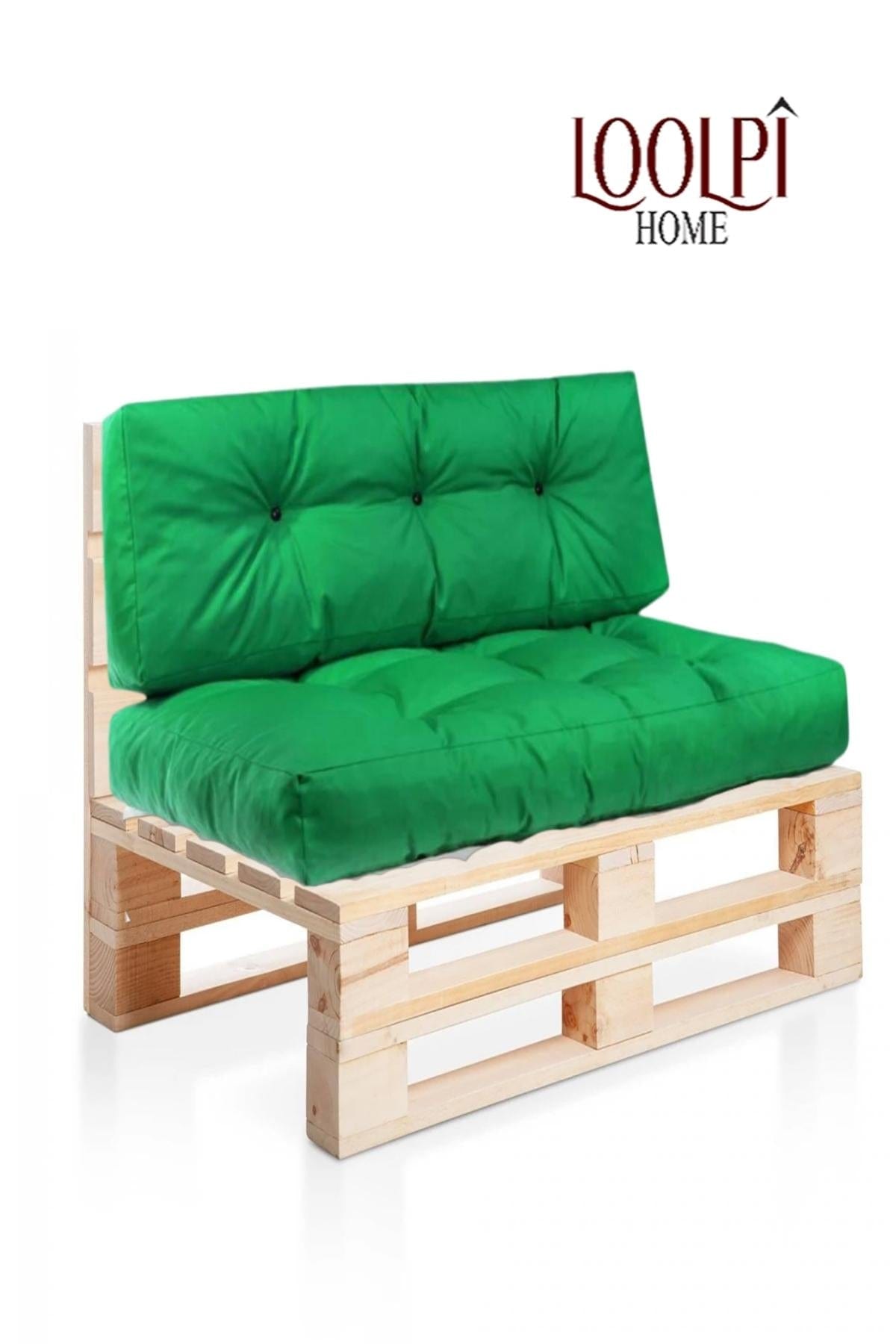 Loolpi Home Oturma Grubu Ahşap Palet Tekli Koltuk Sırt Dayamalı