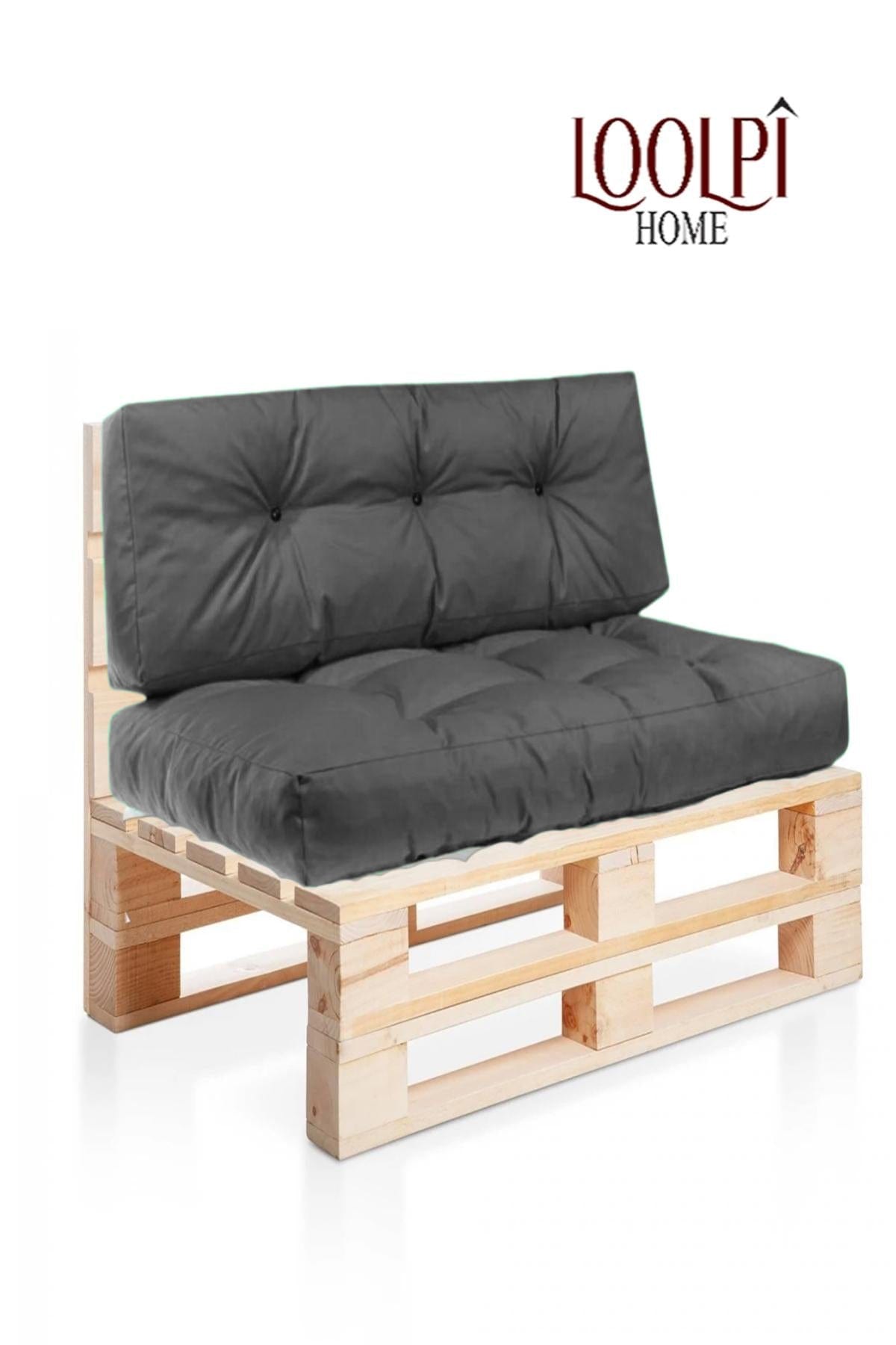 Loolpi Home Oturma Grubu Ahşap Palet Tekli Koltuk Sırt Dayamalı