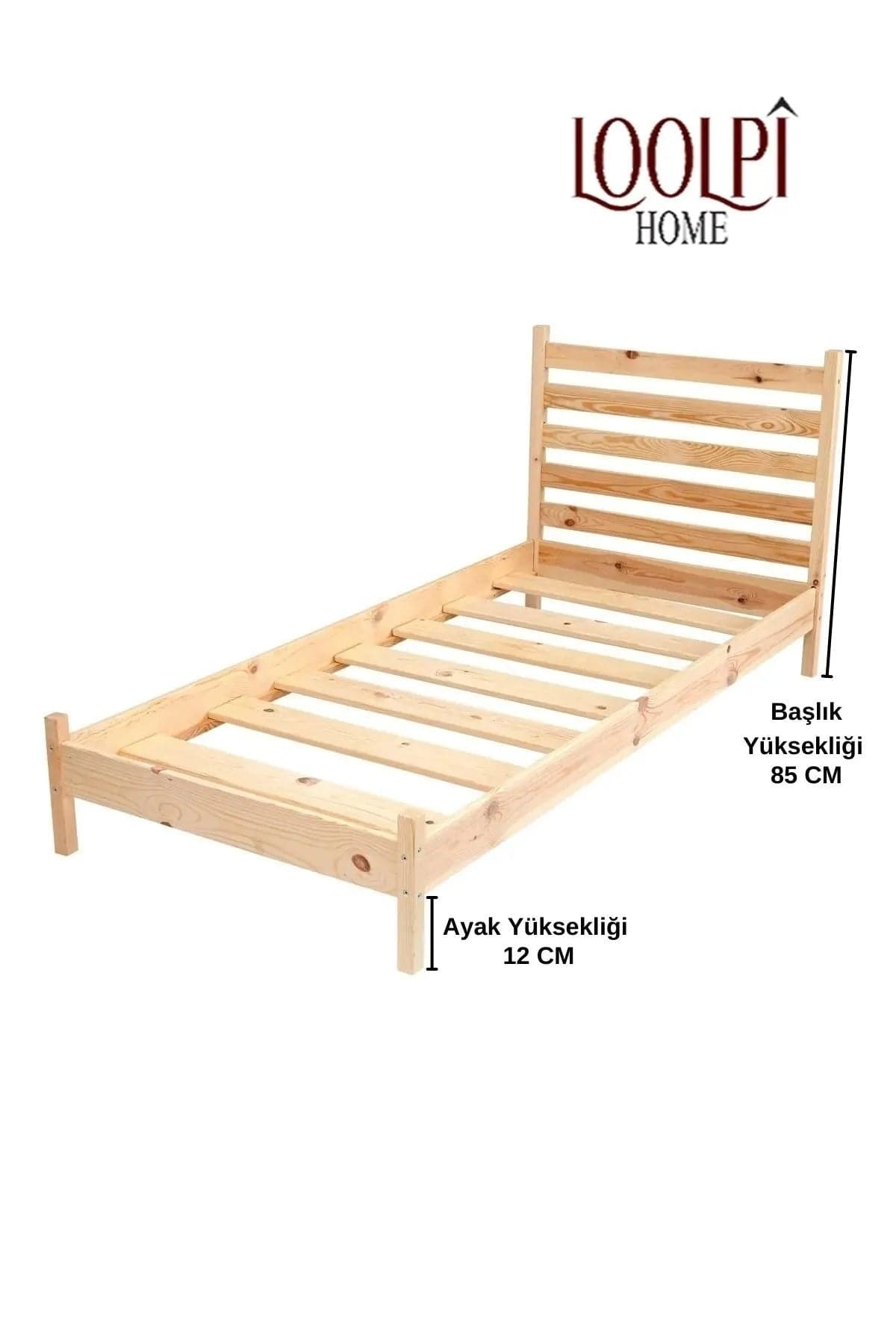 Loolpi Home Palet Karyola Başlıklı Karyola Doğal Ahşap