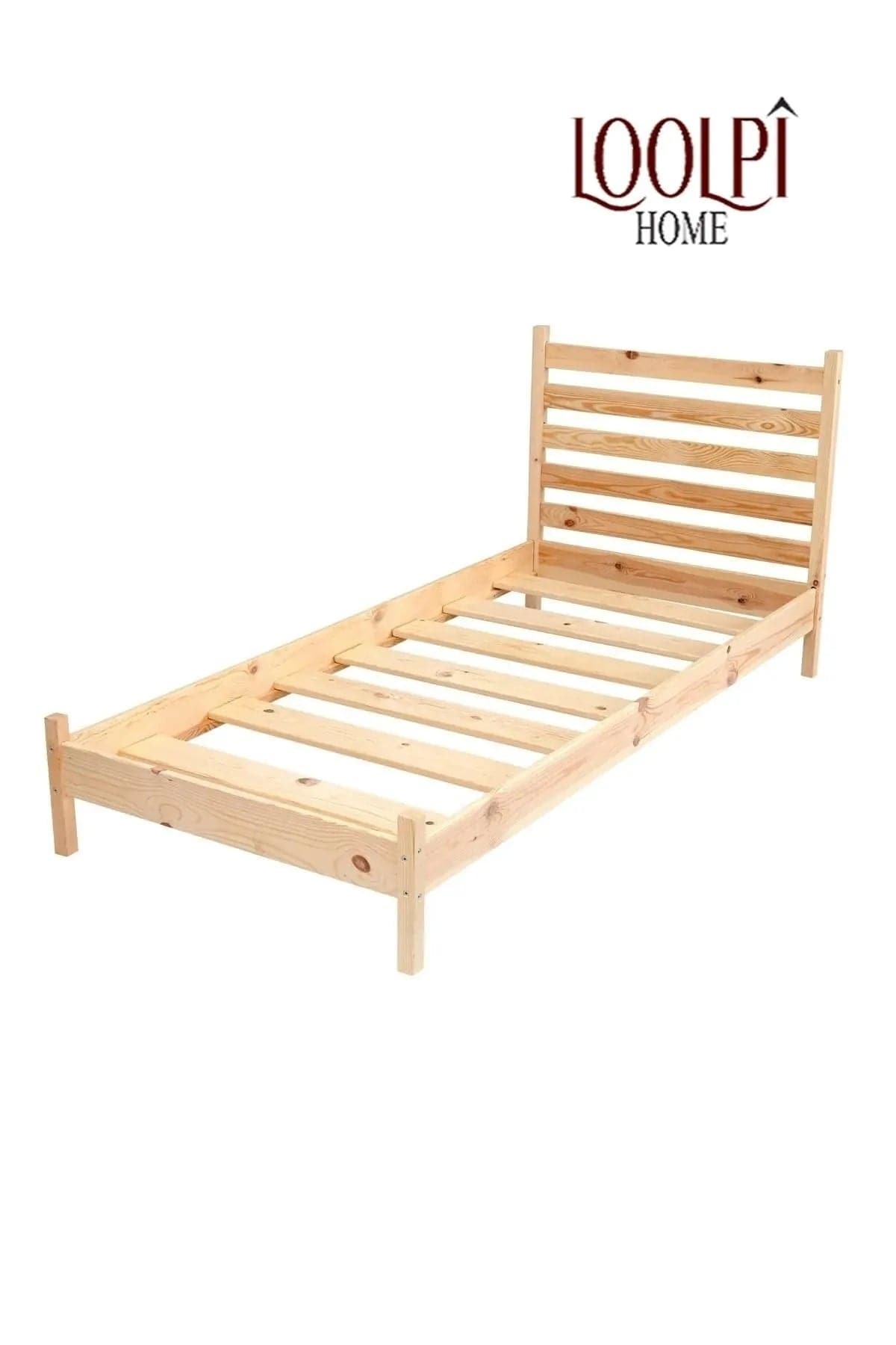 Loolpi Home Palet Karyola Başlıklı Karyola Doğal Ahşap