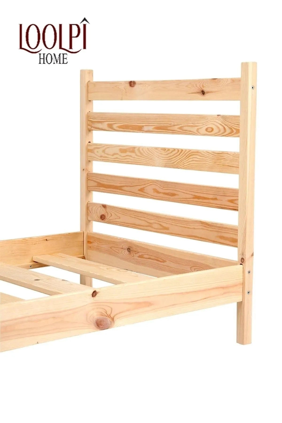 Loolpi Home Palet Karyola Başlıklı Karyola Doğal Ahşap