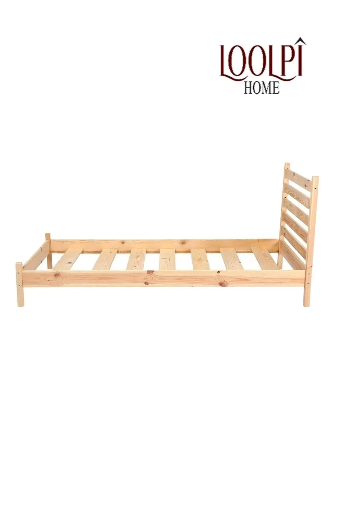 Loolpi Home Palet Karyola Başlıklı Karyola Doğal Ahşap