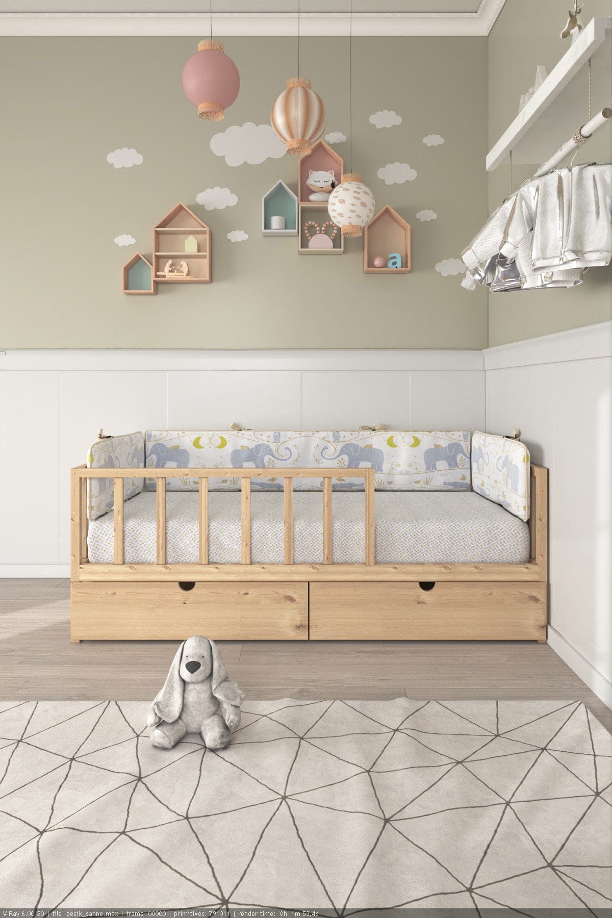 Loolpi Home Bebek Karyolaları ve Küçük Çocuk Yatakları Çekmeceli Montessori Bebek ve Çocuk Karyolası Doğal Ahşap