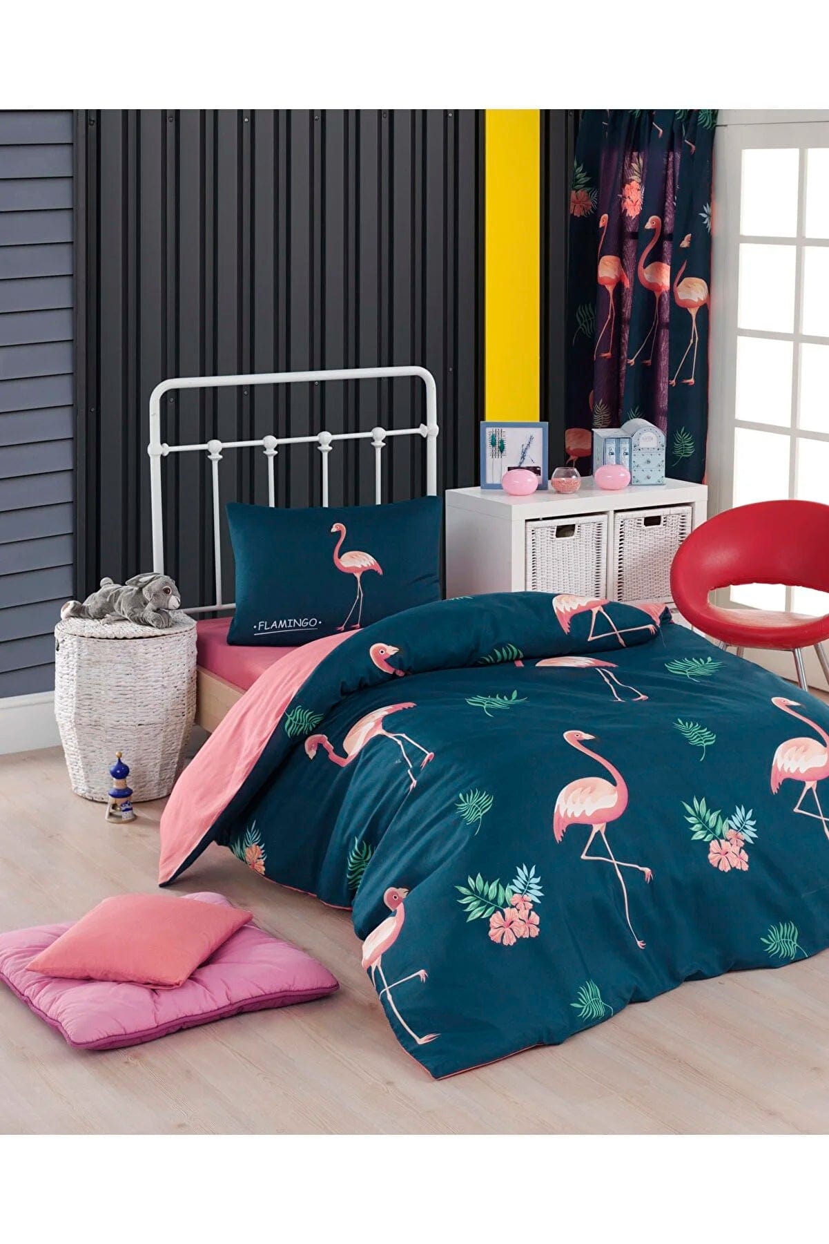 Loolpi Home Çocuk Nevresim Takımı Tek Kişilik Big Flamingo Lacivert