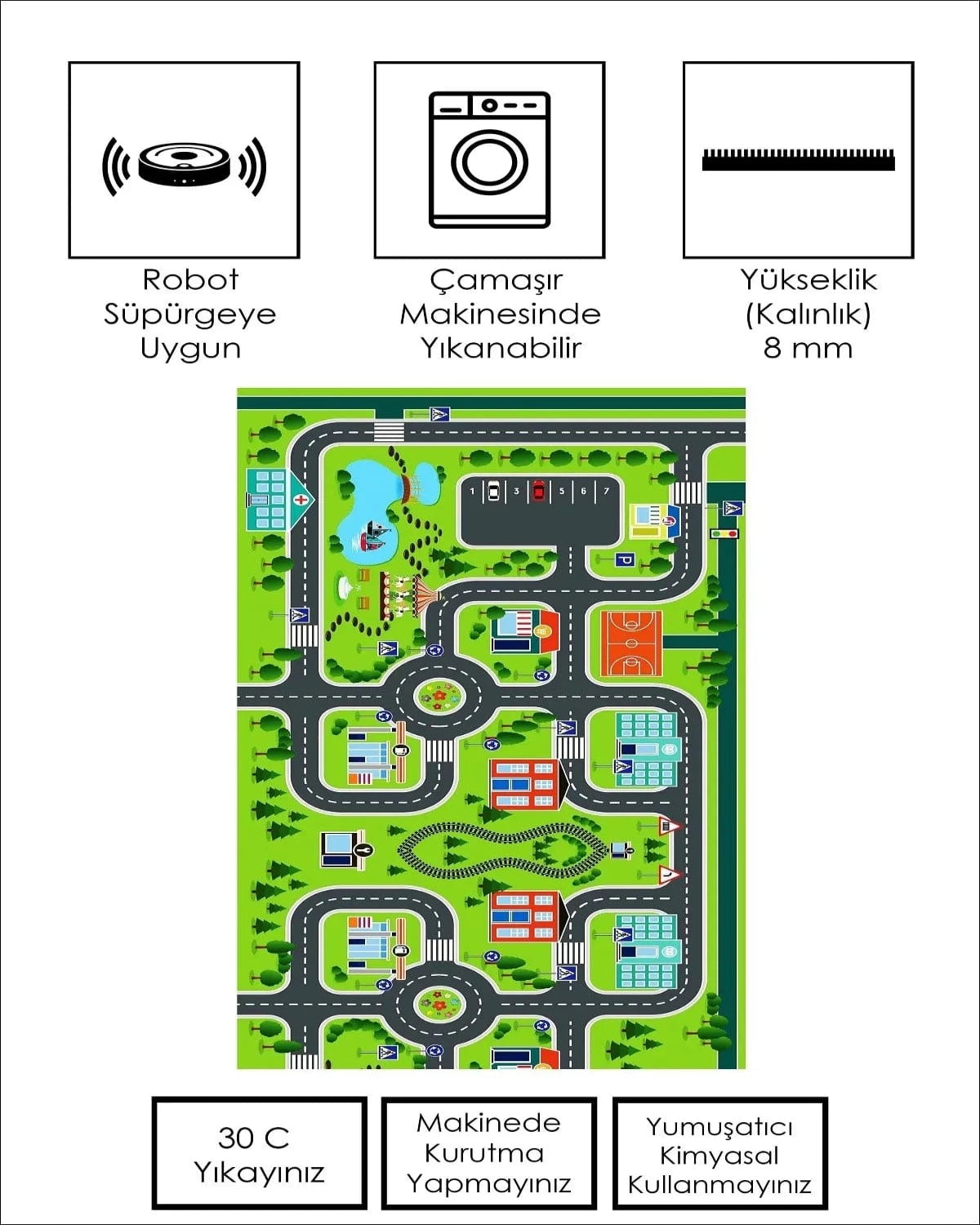 Loolpi Home Halı Dijital Baskı Çocuk Oyun Halısı LHÇH-01