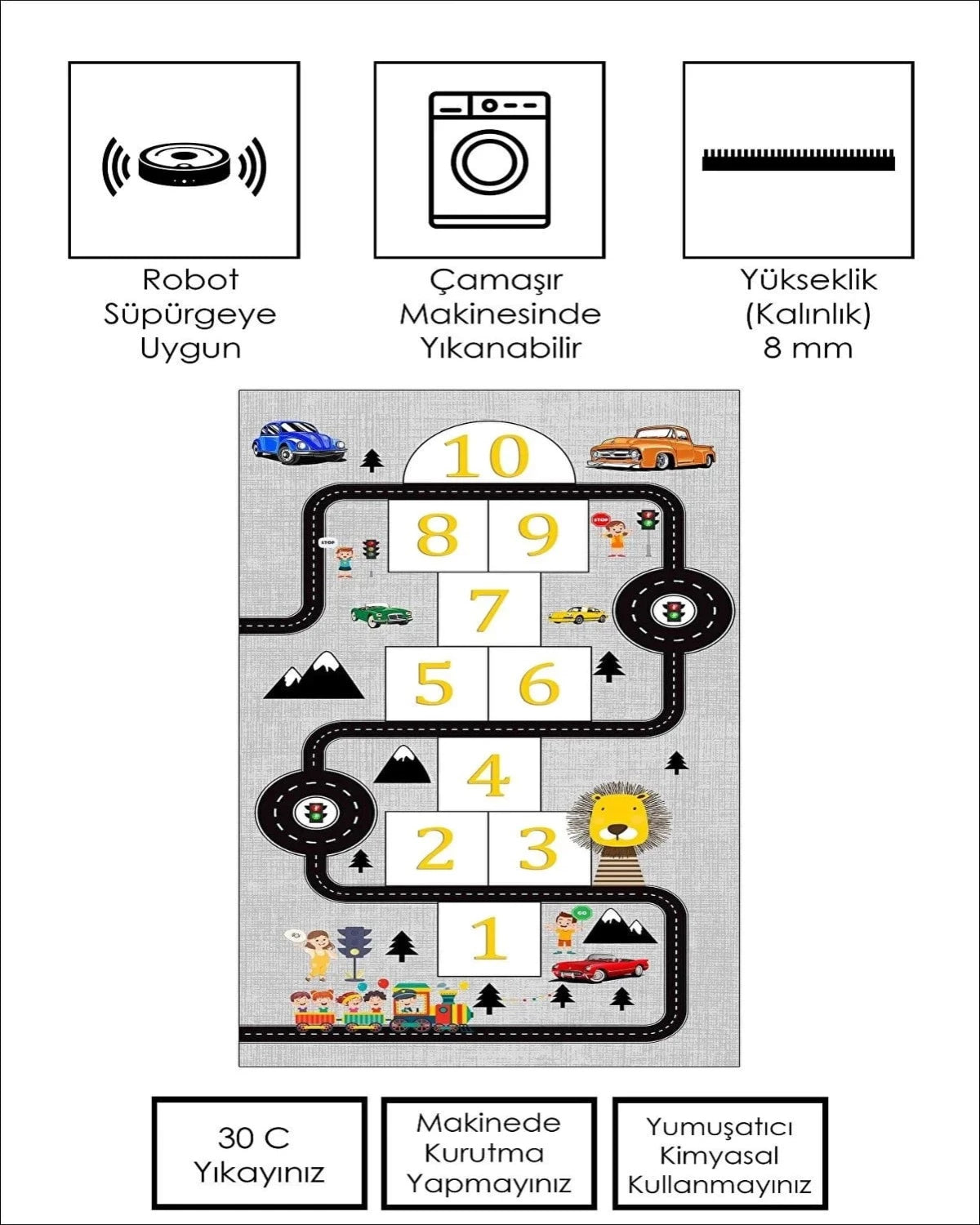 Loolpi Home Halı Dijital Baskı Çocuk Oyun Halısı LHÇH-02