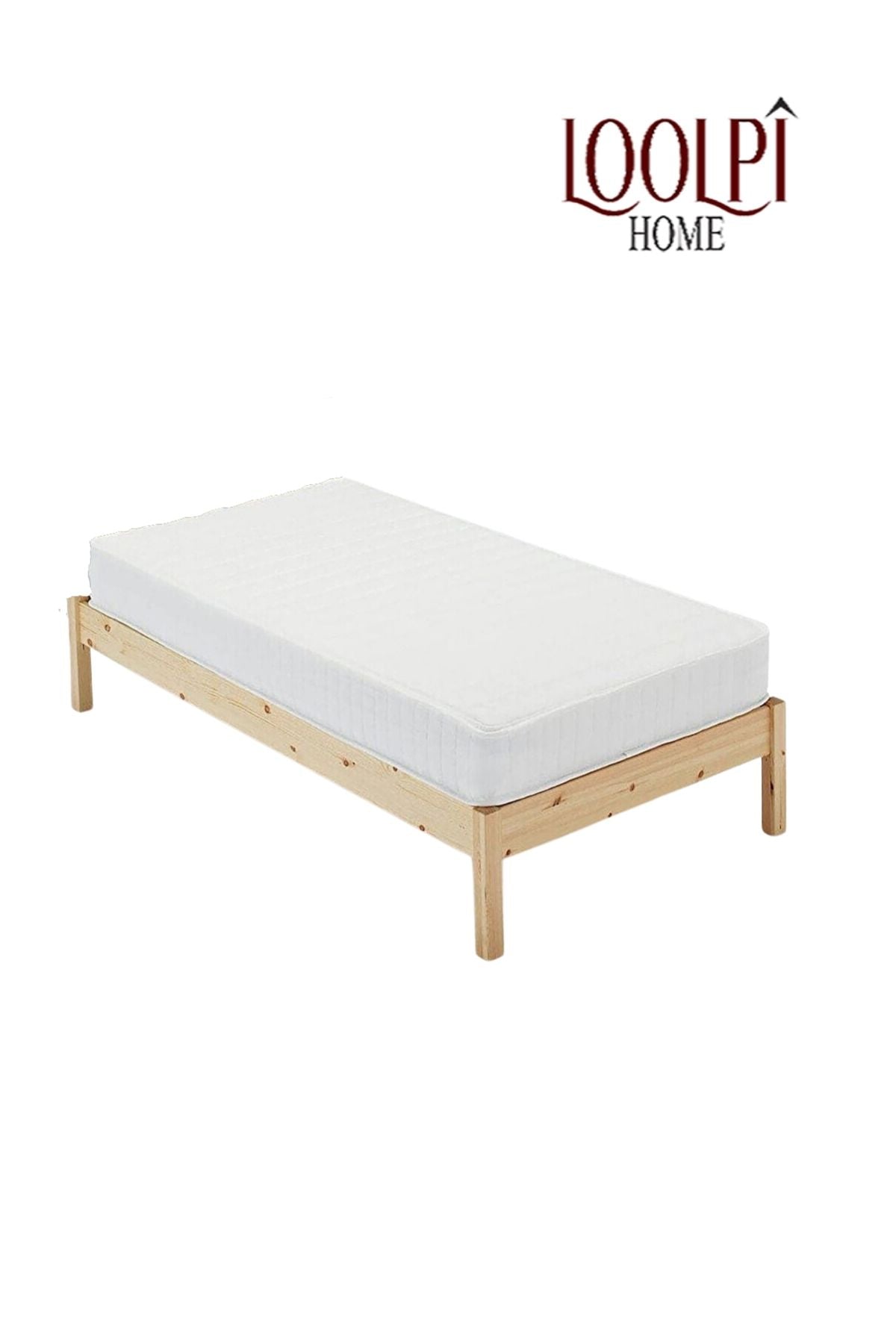 Loolpi Home Doğal Ahşap Karyola Doğal Ahşap Karyola