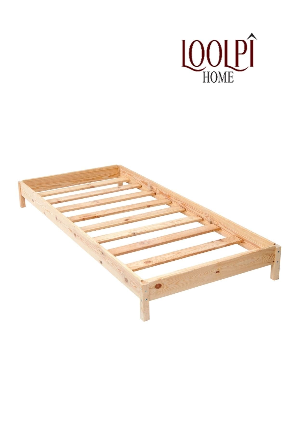 Loolpi Home Doğal Ahşap Karyola Doğal Ahşap Karyola