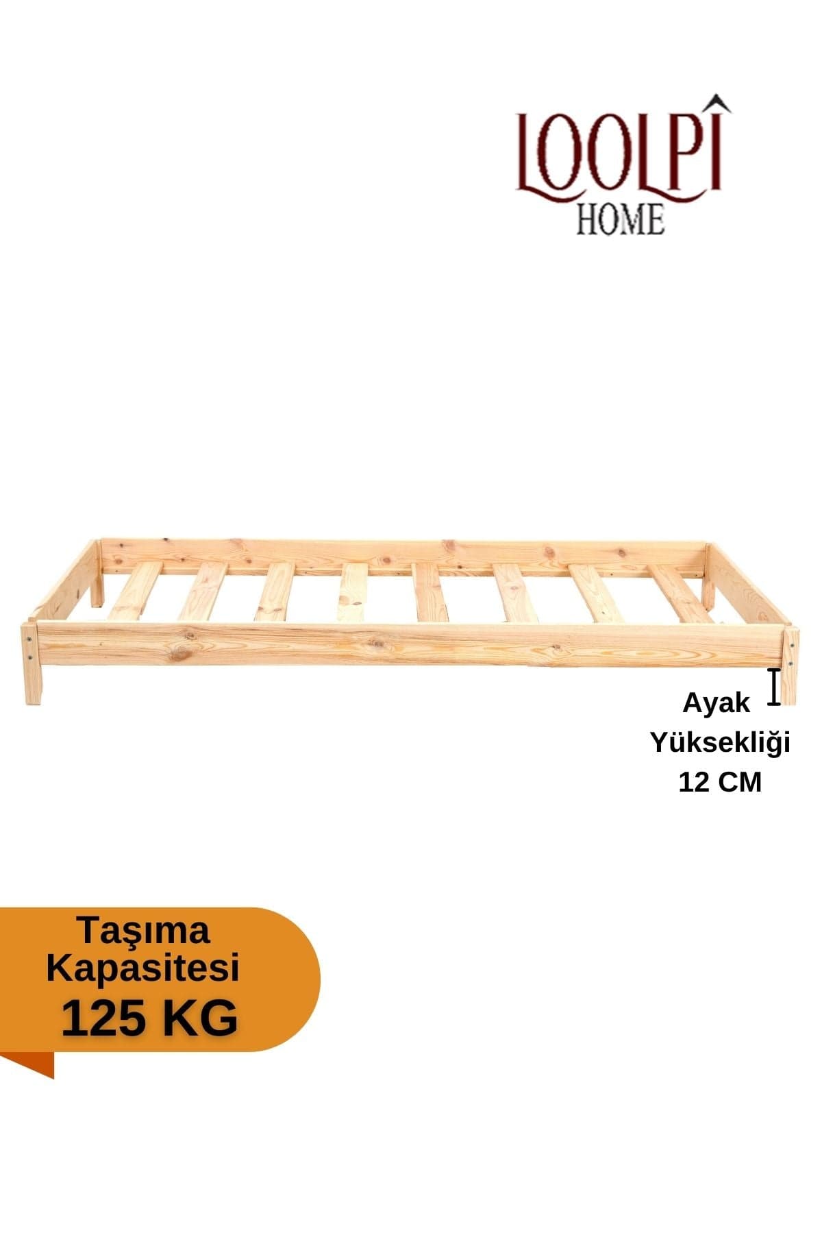 Loolpi Home Doğal Ahşap Karyola Doğal Ahşap Karyola