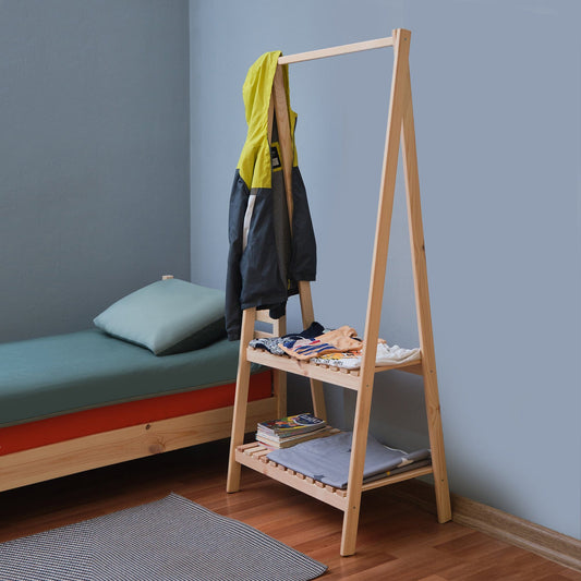 Loolpi Home montessori askılık Montessori Çocuk Elbise Askılığı Doğal Ahşap