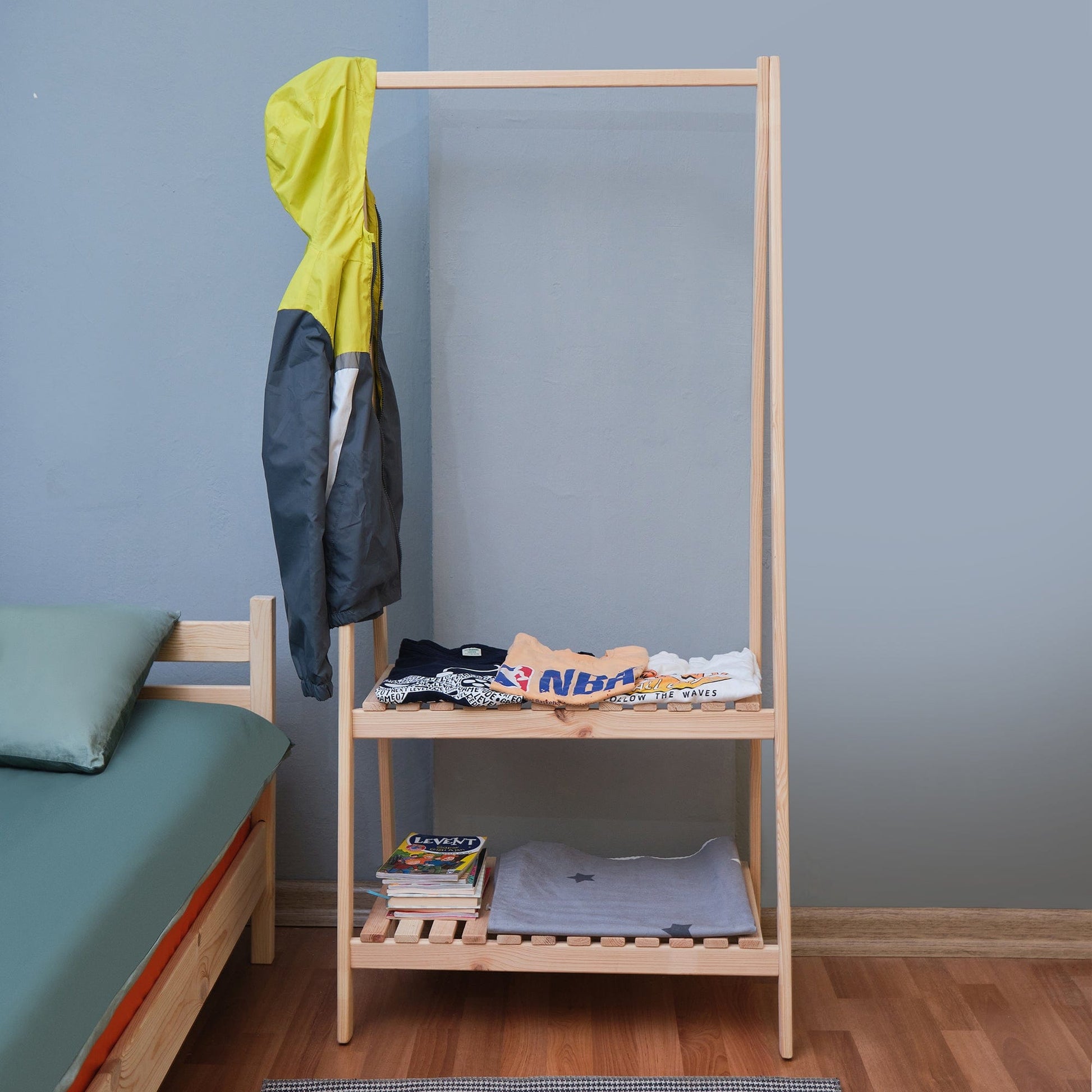 Loolpi Home montessori askılık Montessori Çocuk Elbise Askılığı Doğal Ahşap