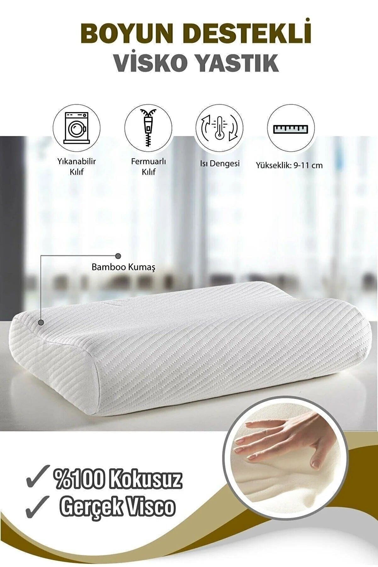 Loolpi Home Ortopedik Visco Yastık Boyun Fıtığı Boyun Düzleşmesi Boyun Ağrısı Destekli Lüks Ortapedik Yastık