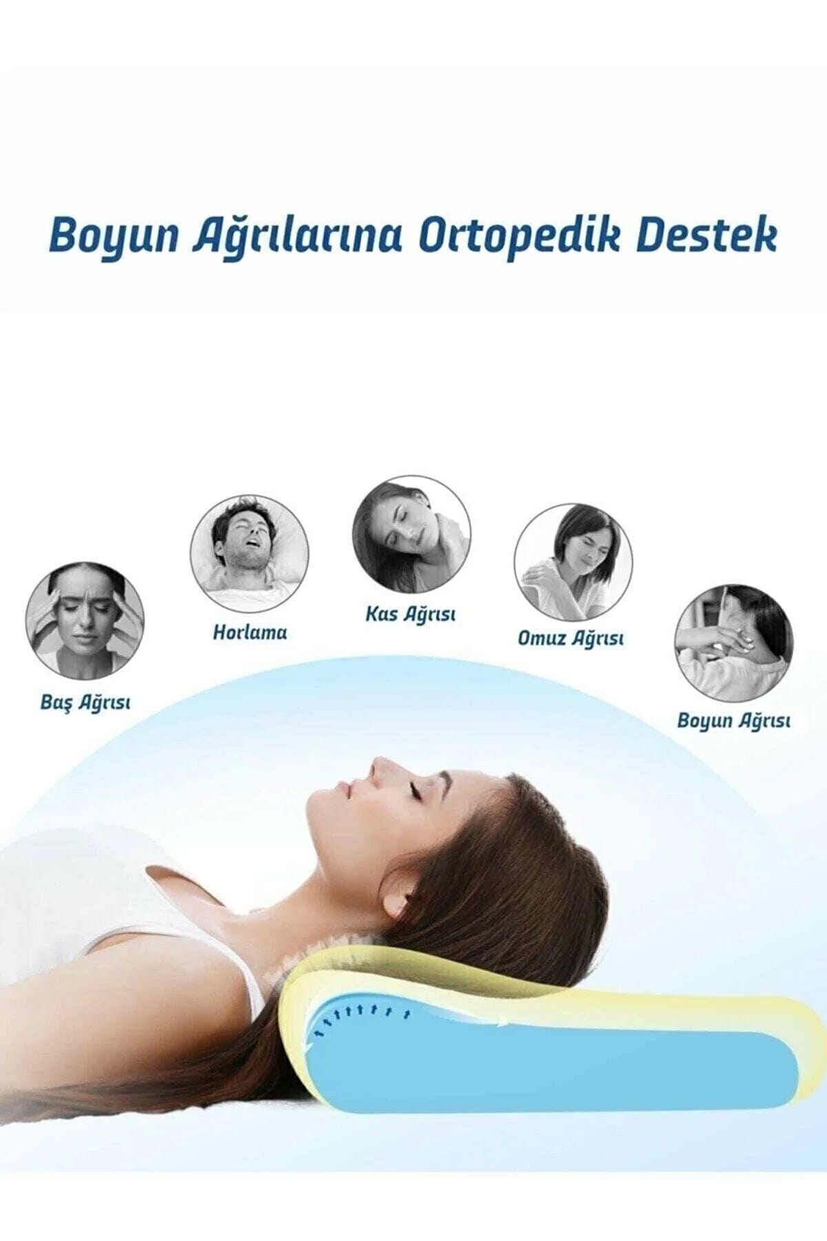 Loolpi Home Ortopedik Visco Yastık Boyun Fıtığı Boyun Düzleşmesi Boyun Ağrısı Destekli Lüks Ortapedik Yastık