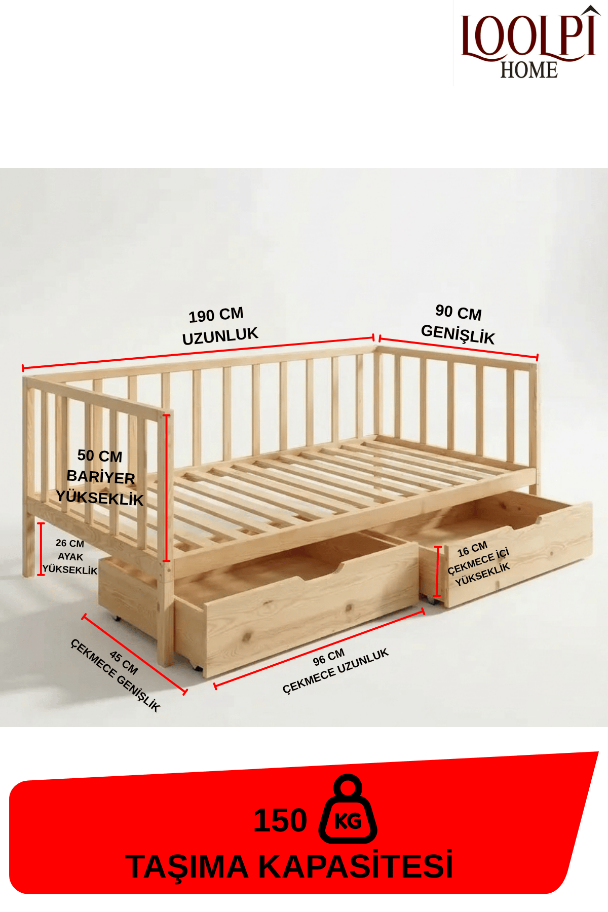 Loolpi Home Oturma Grubu 90 X 190 Sedir Koltuk 2 Çekmeceli