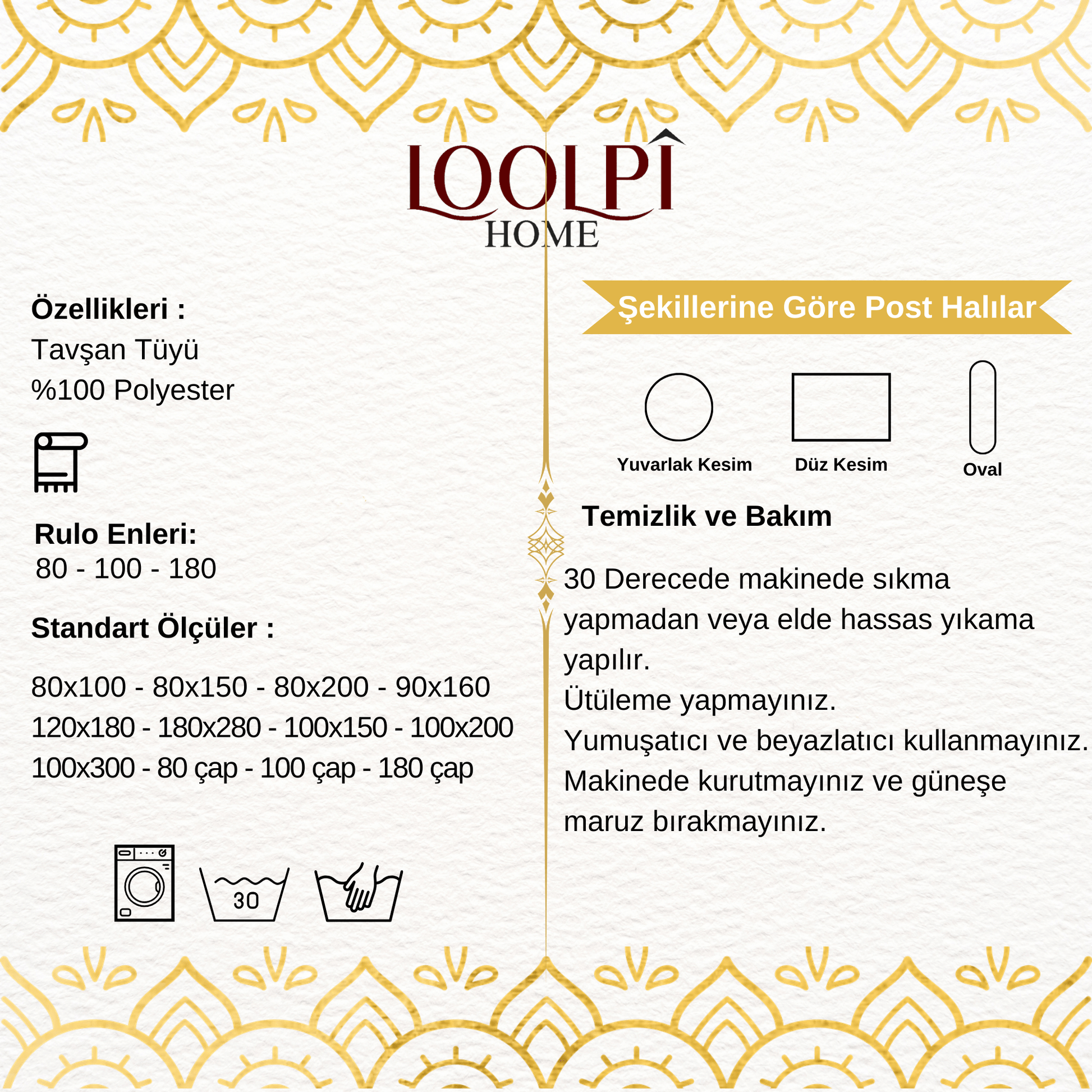 Loolpi Home Halı Yuvarlak Post Halı