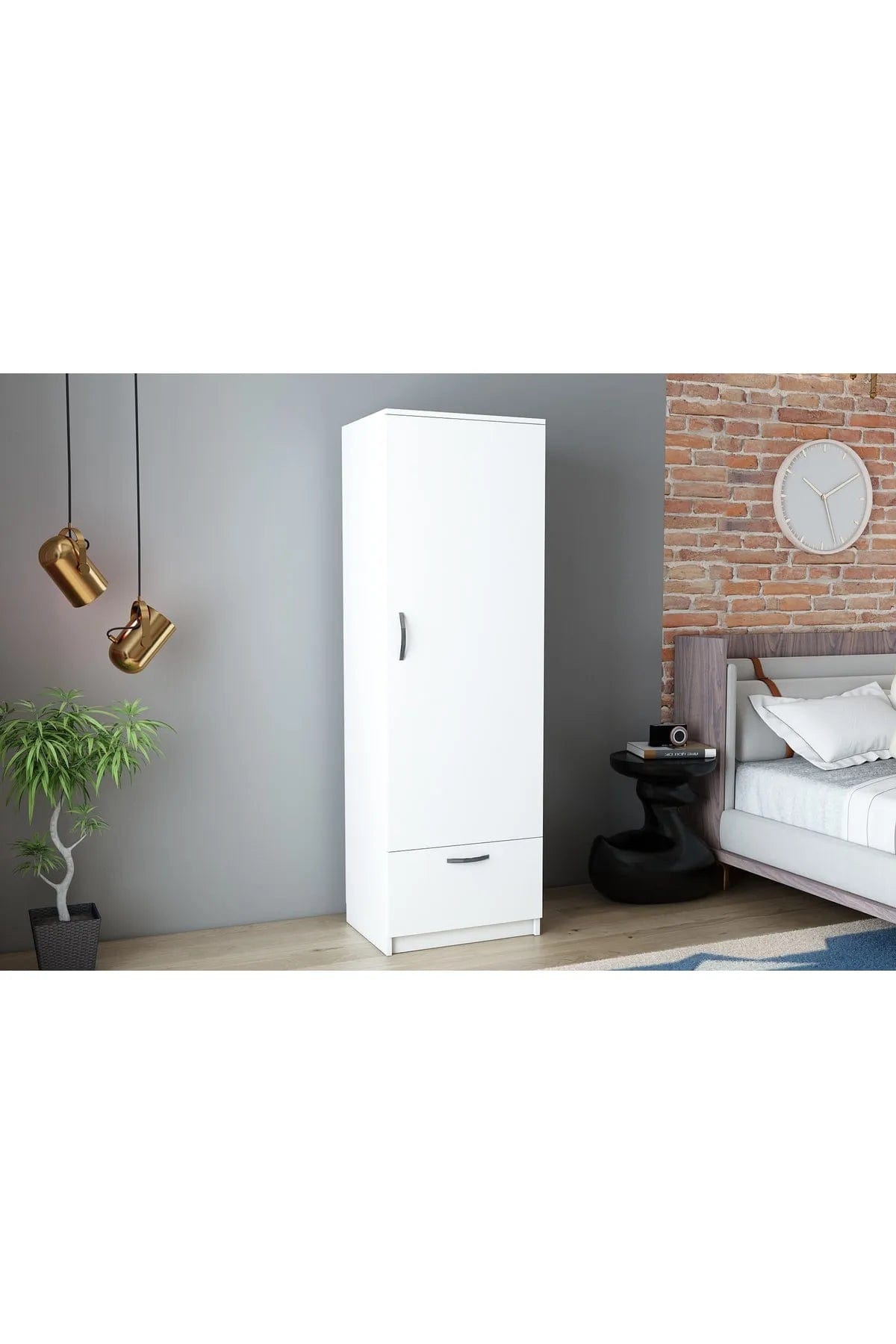 Loolpi Home MDF dolap 1 Kapaklı 1 Çekmeceli Zincir Dolap