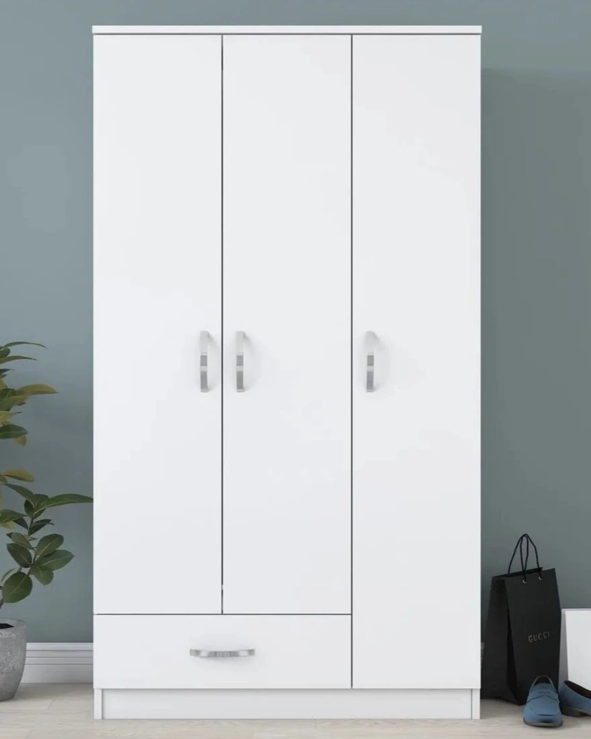 Loolpi Home MDF dolap 3 Kapaklı Tek Çekmeceli Zincir Dolap