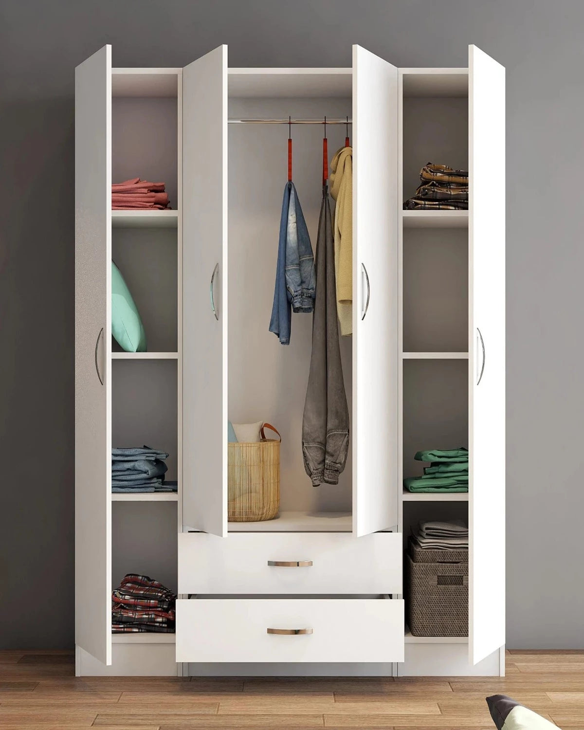 Loolpi Home Dolap 4 Kapaklı 2 Çekmeceli Zincir Dolap