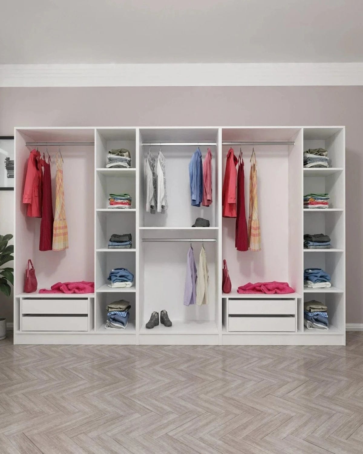 Loolpi Home MDF dolap 8 Kapaklı 2 Çekmeceli Zincir Dolap