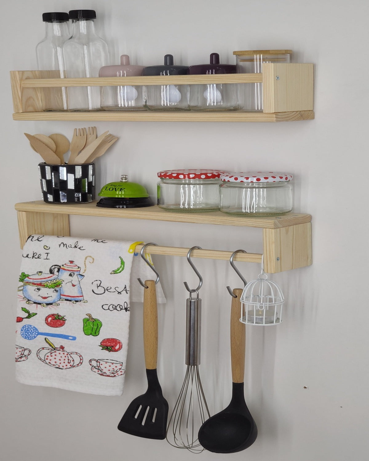 Loolpi Home Duvar Raf ve Çıkıntıları Ahşap Çift Taraflı Duvar Rafı Çok Amaçlı