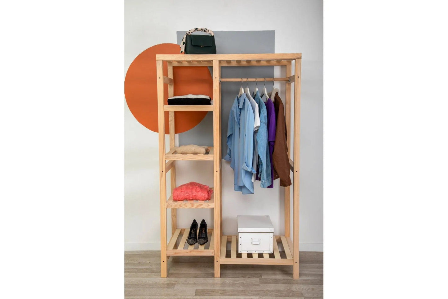 Loolpi Home Askılık Ahşap Elbise Askılığı 4 Raflı