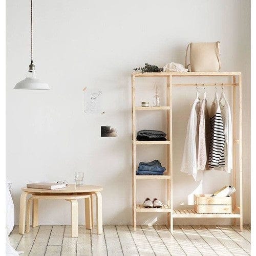 Loolpi Home Askılık Ahşap Elbise Askılığı 4 Raflı