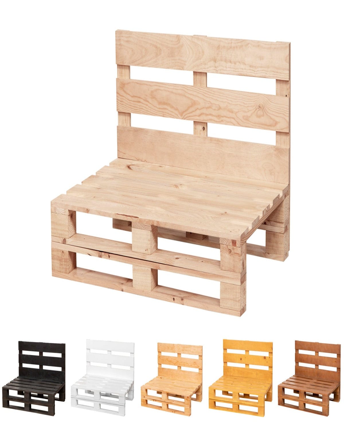 Loolpi Home Oturma Grubu Ahşap Palet Tekli Koltuk Sırt Dayamalı