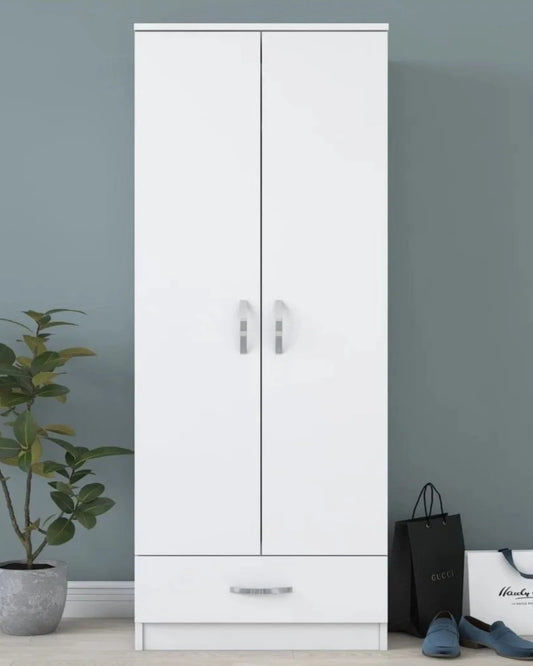 Loolpi Home MDF dolap Çift Kapaklı Tek Çekmeceli Zincir Dolap