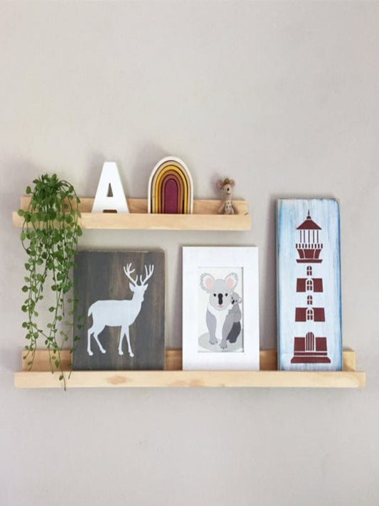 Loolpi Home Duvar Raf ve Çıkıntıları Doğal ahşap Çerçeve duvar rafı