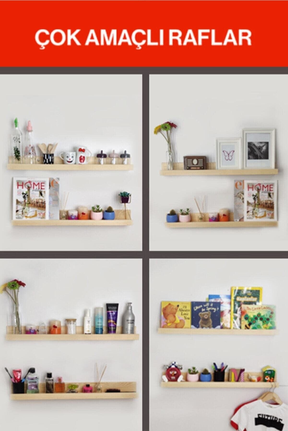 Loolpi Home Duvar Raf ve Çıkıntıları Doğal ahşap Çerçeve duvar rafı