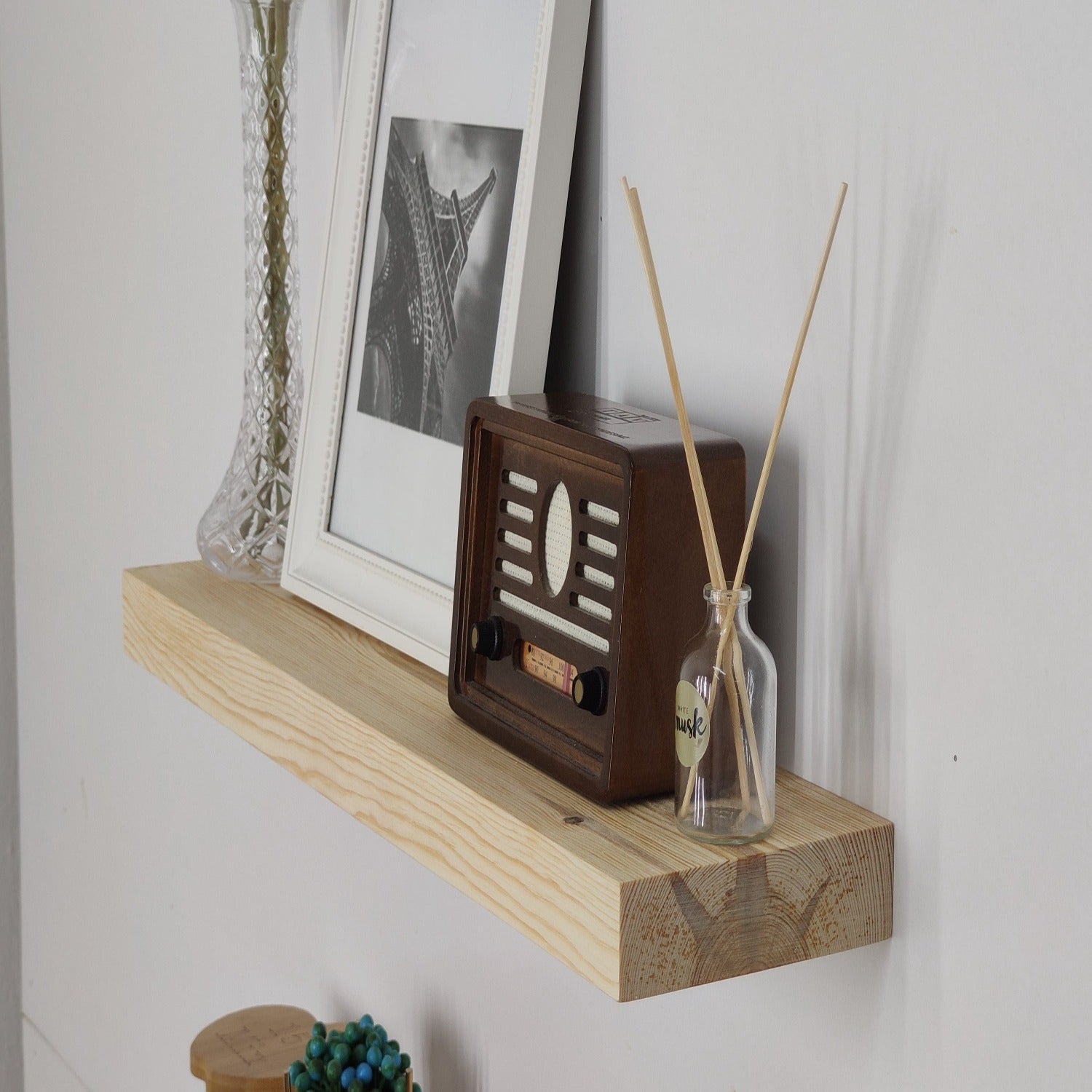 Loolpi Home Duvar Raf ve Çıkıntıları Doğal  Ahşap Kalın Duvar Rafı