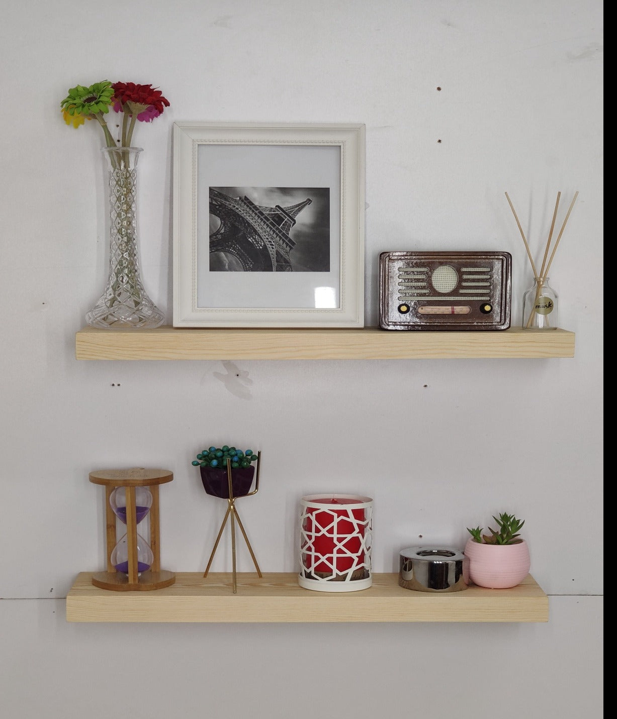 Loolpi Home Duvar Raf ve Çıkıntıları Doğal Ahşap Kalın Duvar Rafı