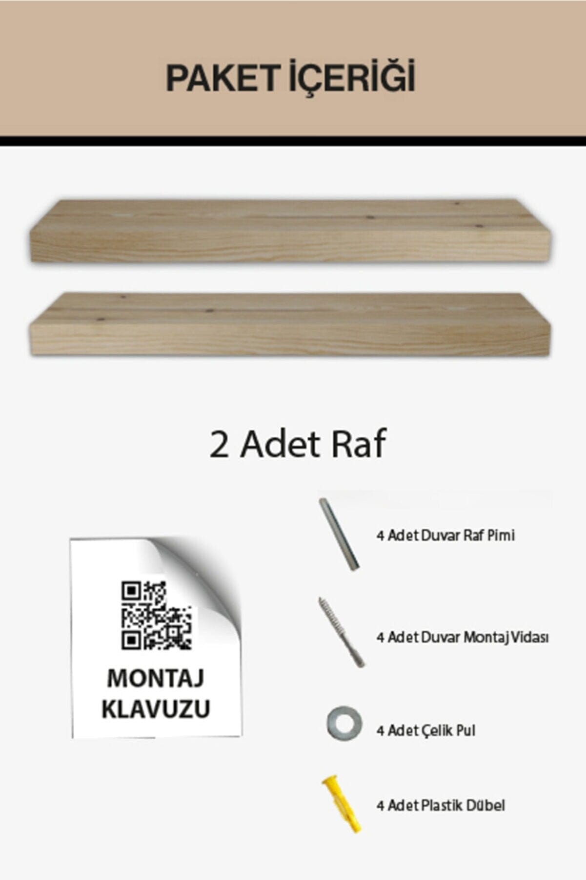 Loolpi Home Duvar Raf ve Çıkıntıları Doğal  Ahşap Kalın Duvar Rafı