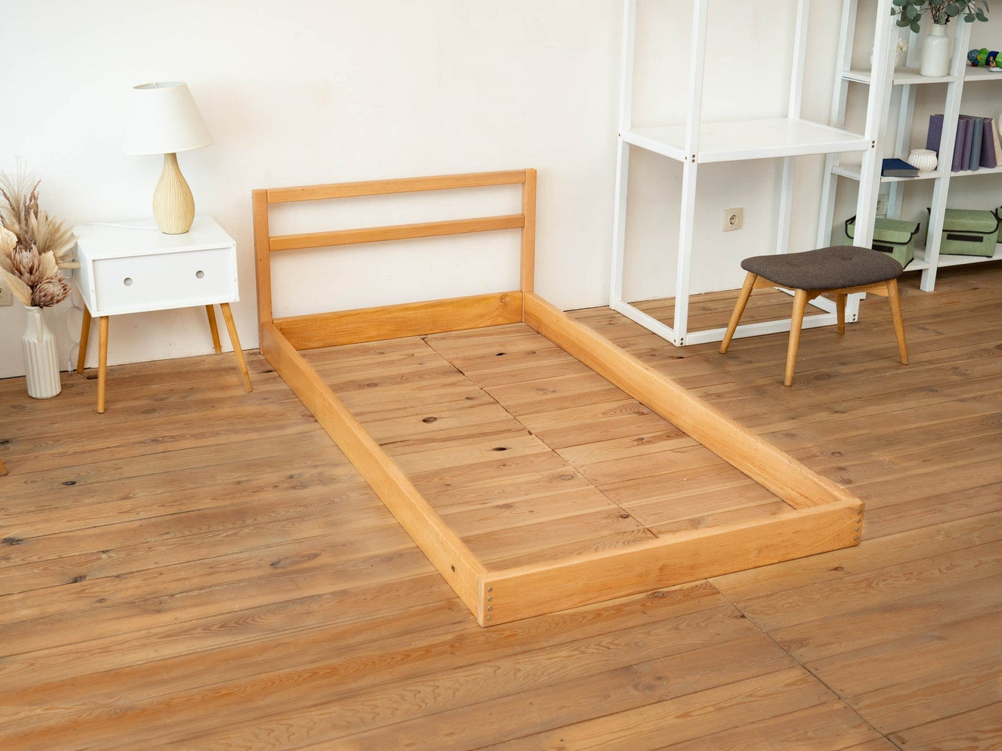 Loolpi Home Bebek Karyolaları ve Küçük Çocuk Yatakları Doğal Ahşap Montessori Çocuk Karyolası