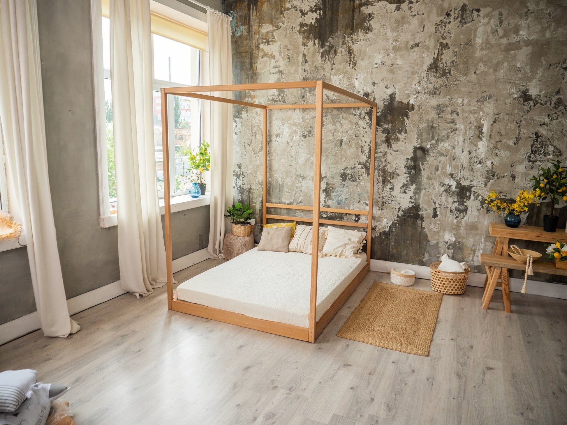 Loolpi Home Bebek ve Küçük Çocuk Mobilya Takımları Doğal Ahşap Montessori Yatak Kutu Model