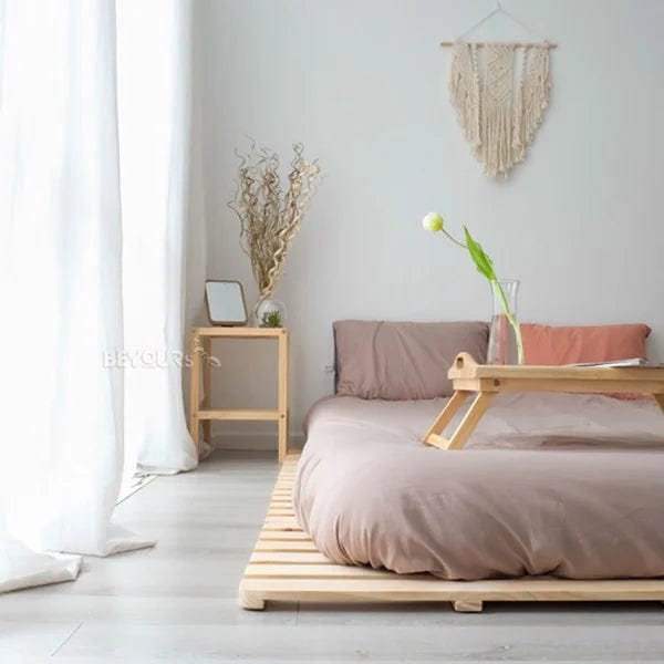 Loolpi Home Japon Yer Yatağı Japon Model Doğal Ahşap Karyola Yer Yatağı Tek Ve Çift Kişilik Tüm Ölçülerde