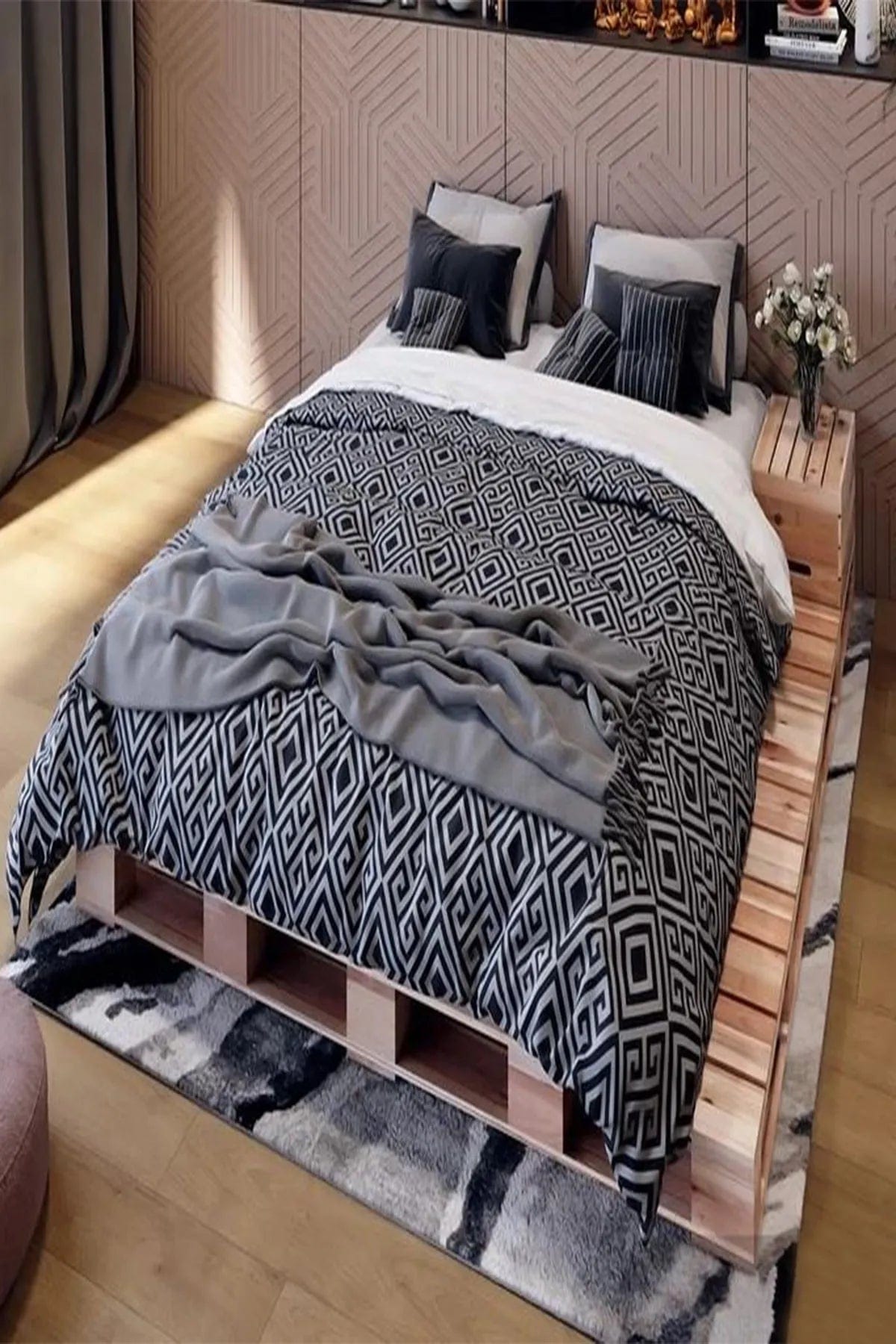 Loolpi Home Kraliçe Palet Karyola