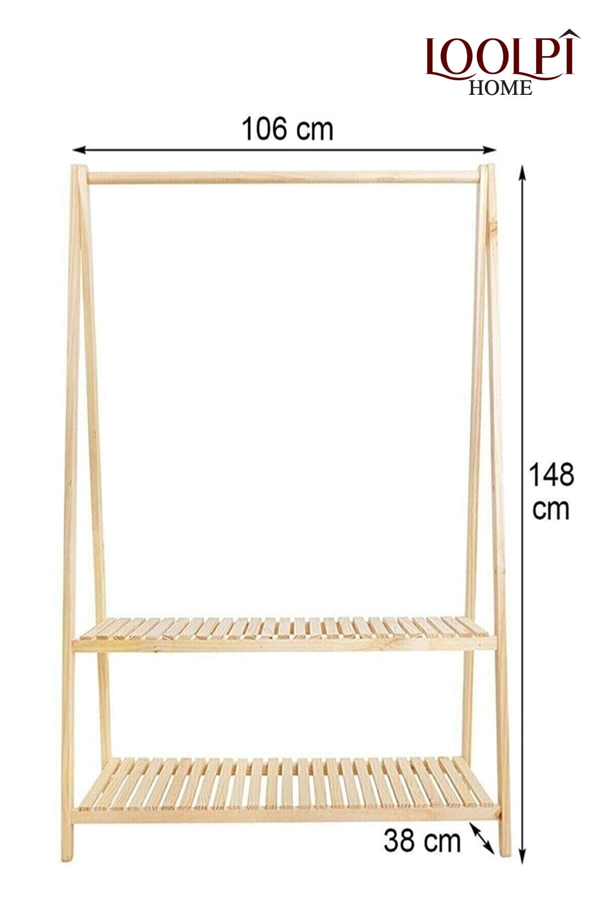 Loolpi Home 106 X 148 Loolpi Home Ahşap Ayaklı Askı Elibse Askısı Çok Amaçlı Dolap Gardrop