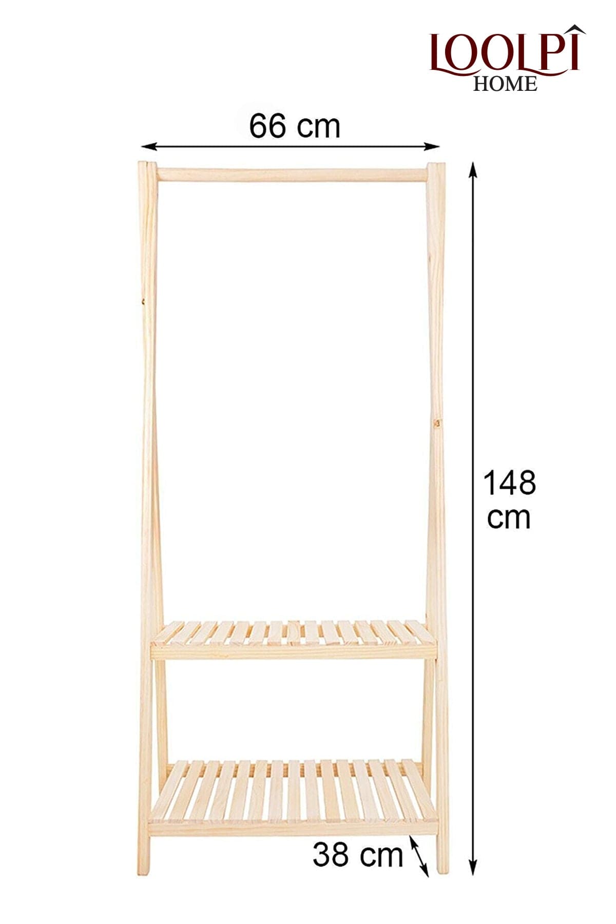 Loolpi Home 66 X 148 Loolpi Home Ahşap Ayaklı Askı Elibse Askısı Çok Amaçlı Dolap Gardrop