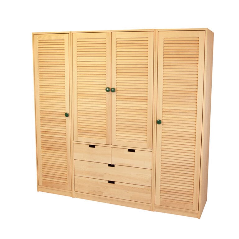 Loolpi Home Masif Dolap Masif Dolap - Panjur 4 Kapaklı 4 Çekmeceli