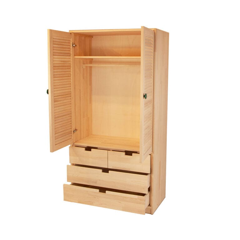 Loolpi Home Masif Dolap - Panjur Çift Kapaklı 4 Çekmeceli